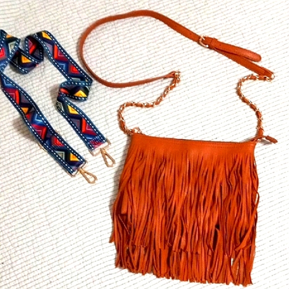 Fringe Tan Crossbody Bag Unbranded Like New